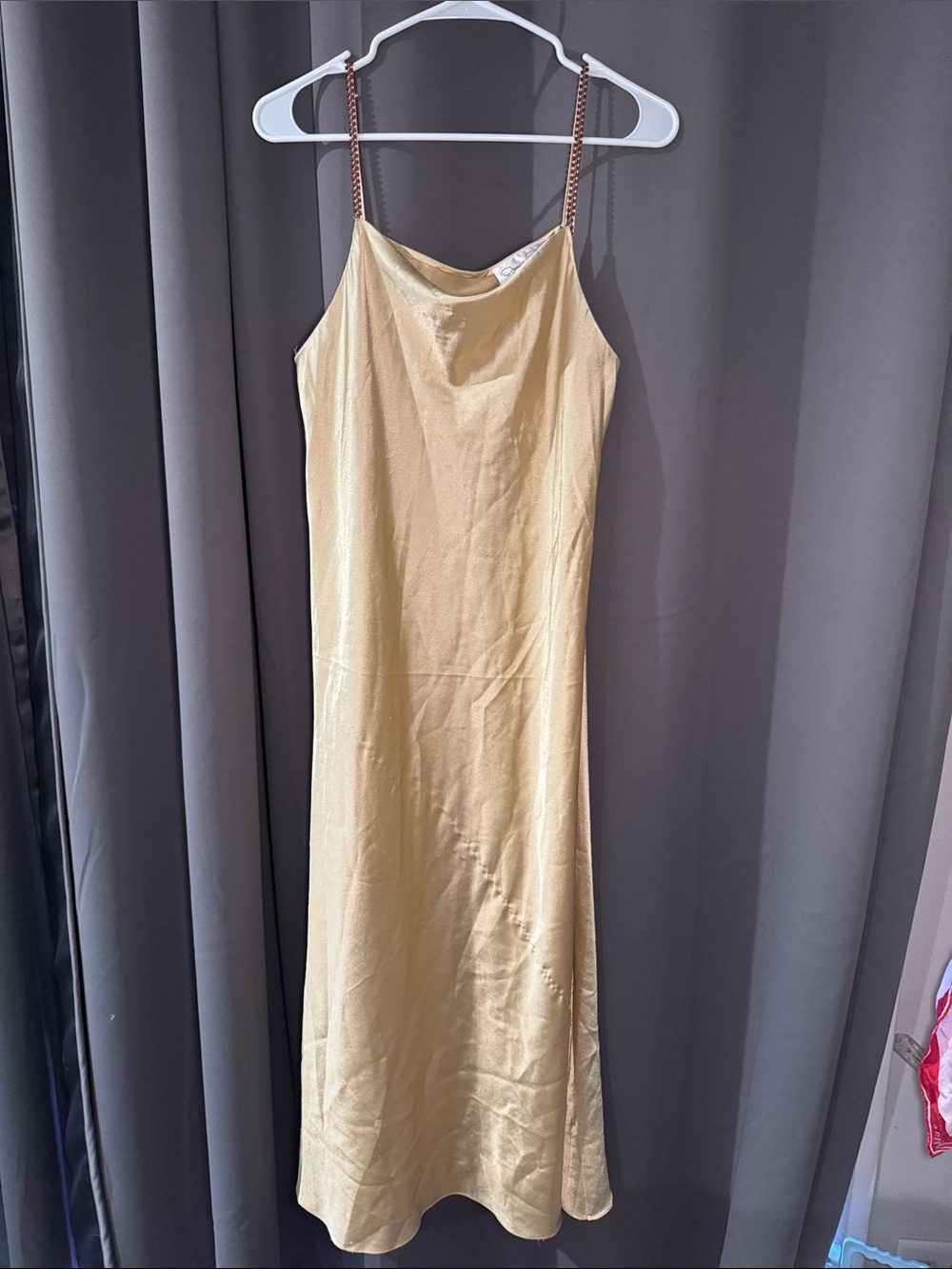 Vintage Oscar de la Renta Golden Satin Slip with Braided Straps
